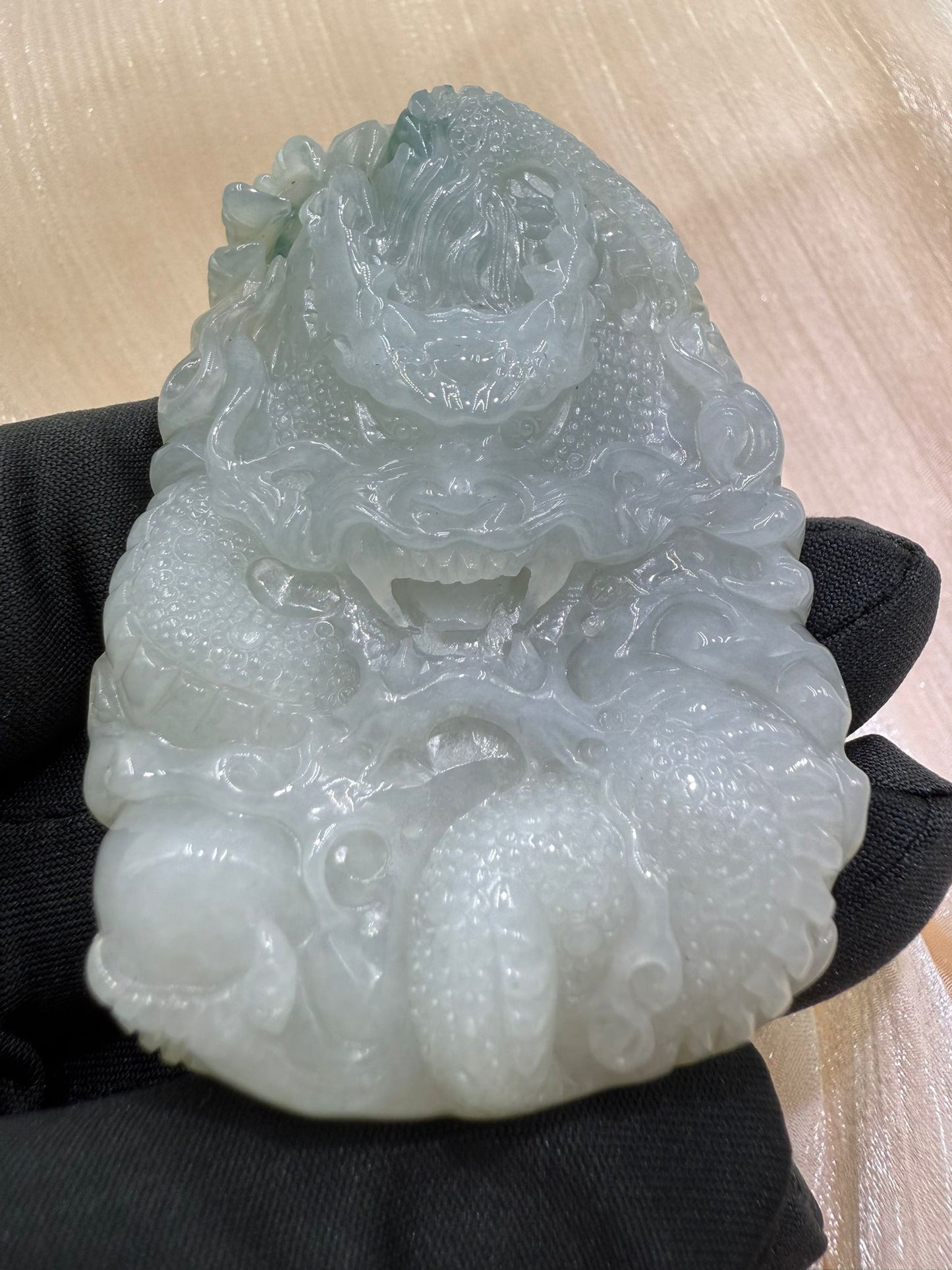 Jade Dragon Pendant Hand-Carved Chinese Jade 龙 Talisman for Power, Luck & Protection