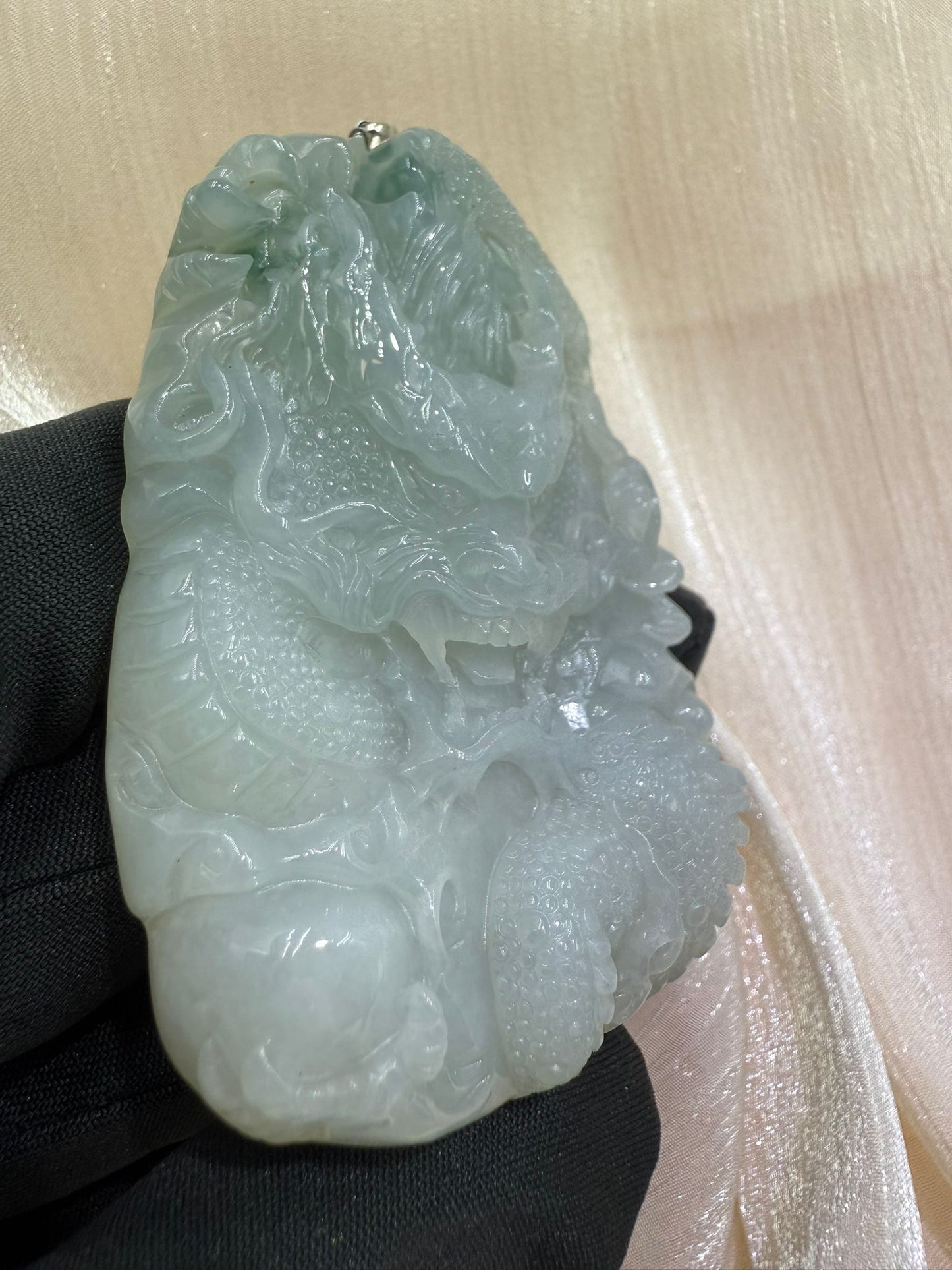 Jade Dragon Pendant Hand-Carved Chinese Jade 龙 Talisman for Power, Luck & Protection