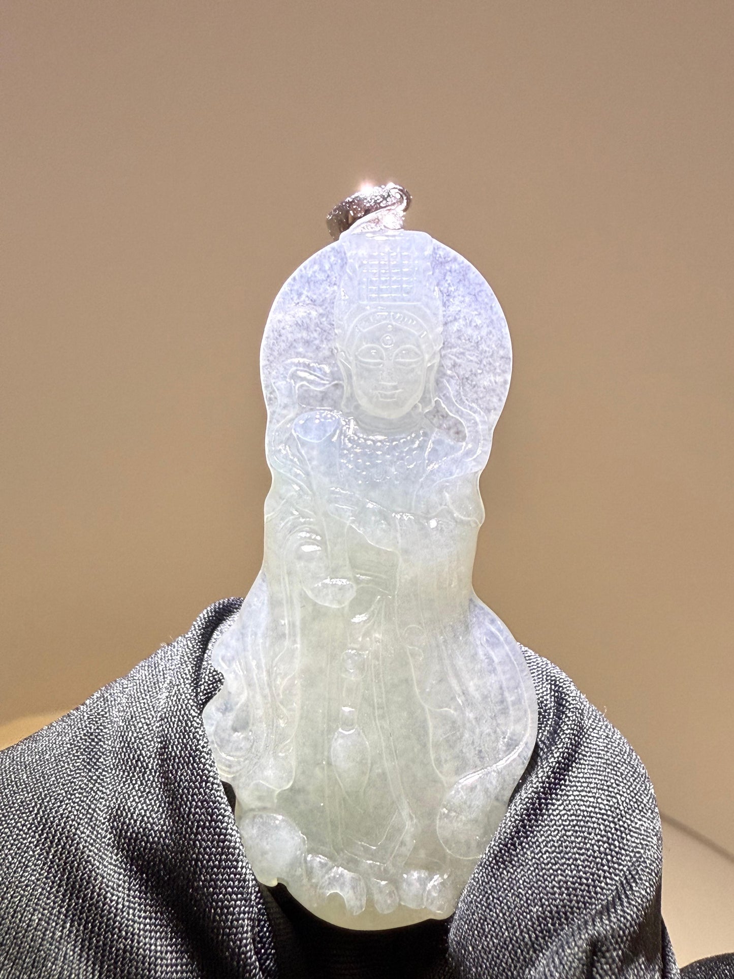 Natural Jadeite Jade MaZu (妈祖牌) Pendant - 天然翡翠妈祖牌