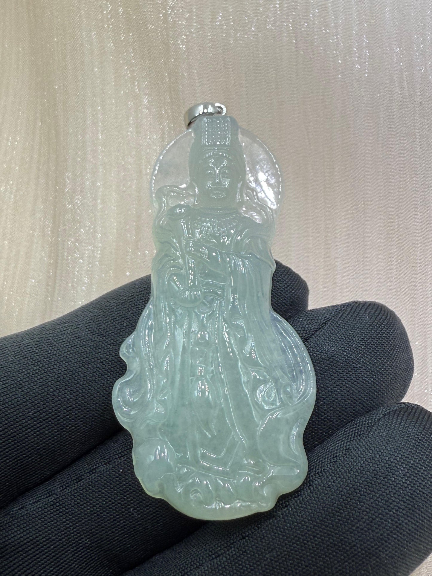 Natural Jadeite Jade MaZu (妈祖牌) Pendant - 天然翡翠妈祖牌