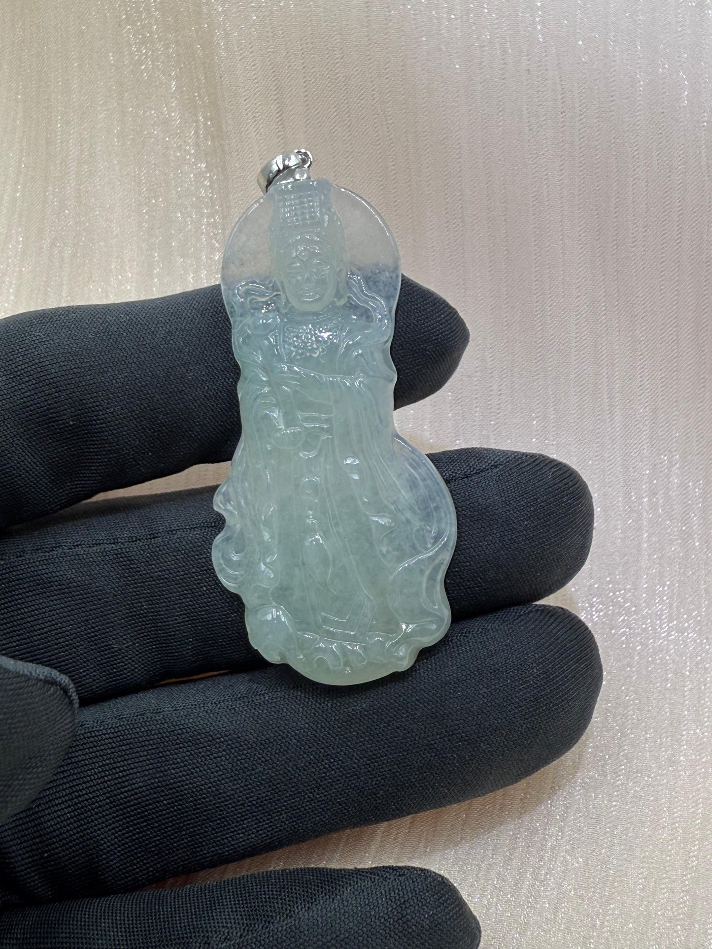 Natural Jadeite Jade MaZu (妈祖牌) Pendant - 天然翡翠妈祖牌
