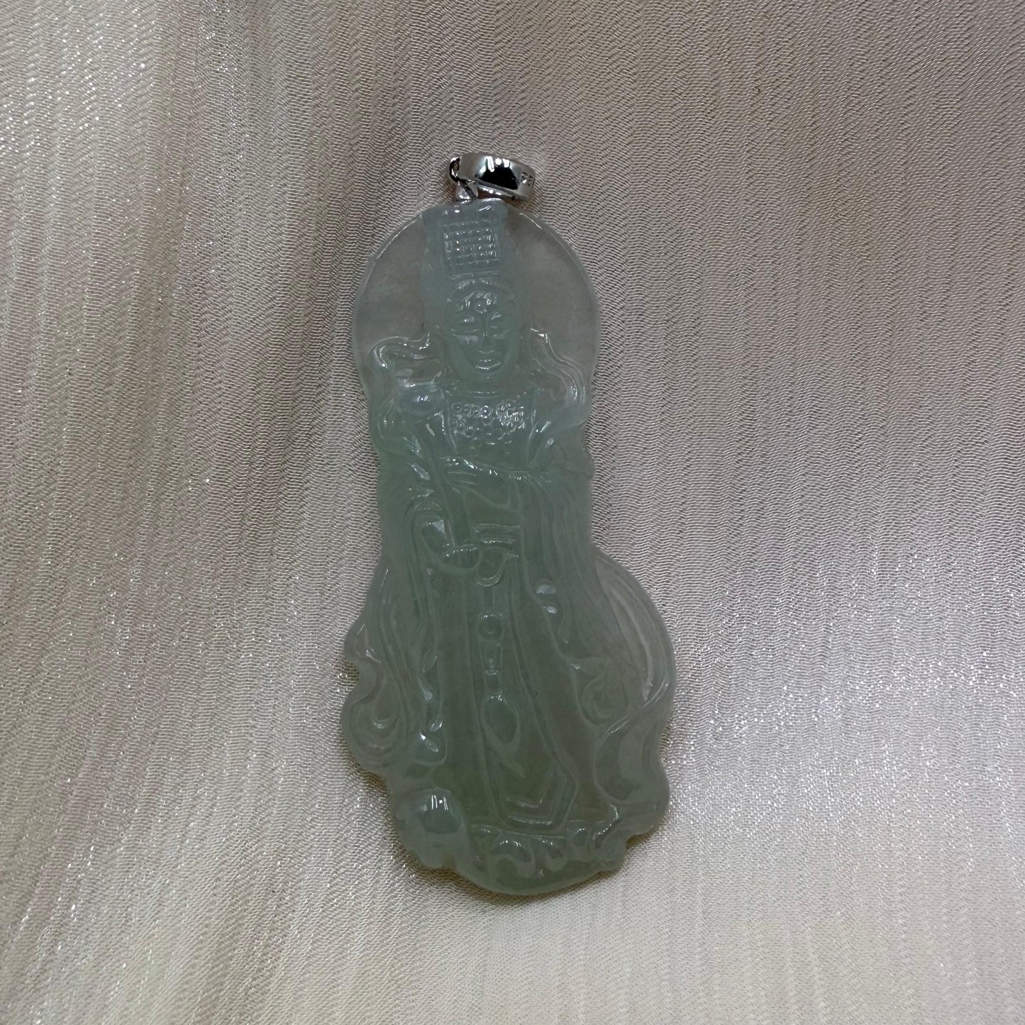 Natural Jadeite Jade MaZu (妈祖牌) Pendant - 天然翡翠妈祖牌
