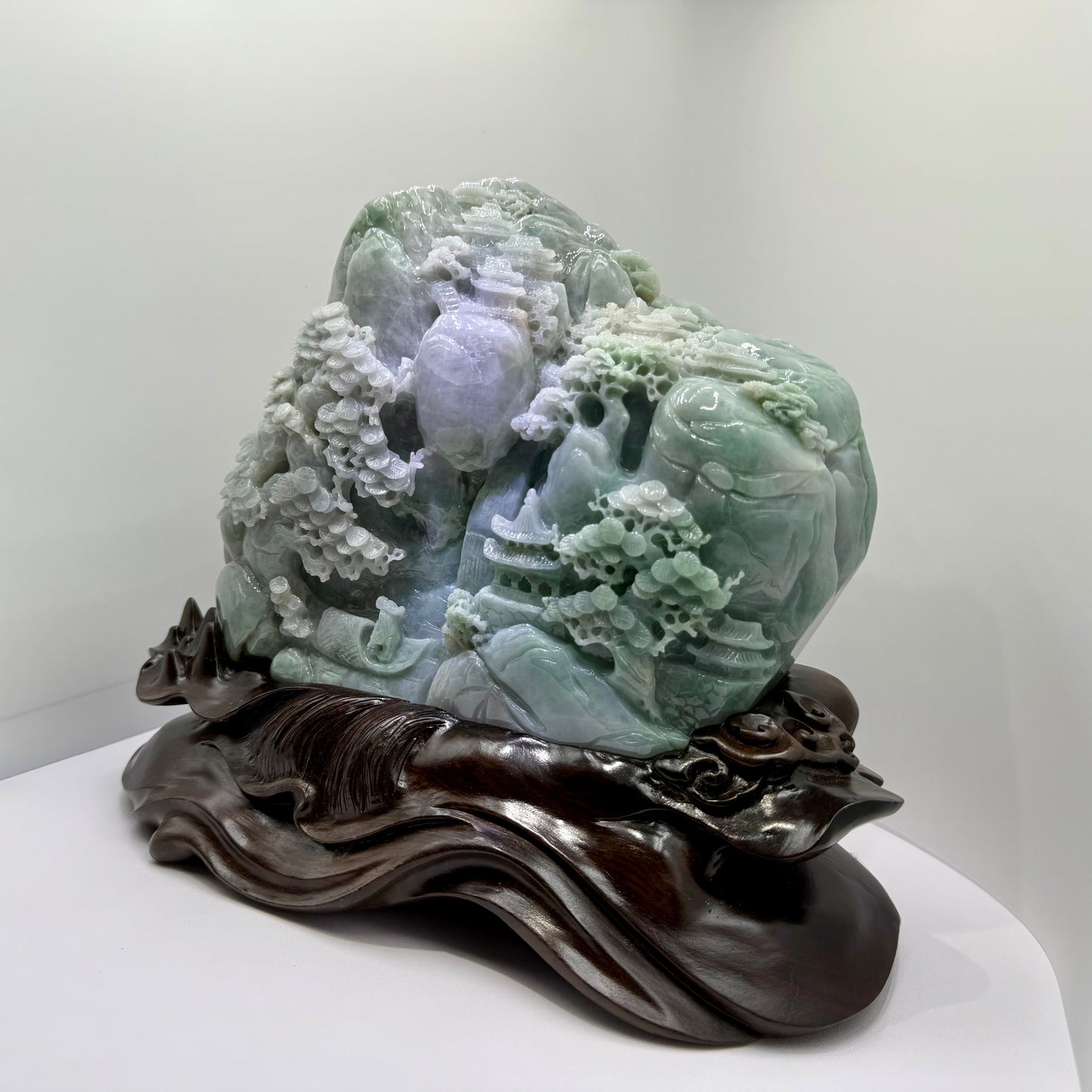 Jade High Mountain Flowing Water Big Showcase Display - 翡翠玉高山流水 (JM09)