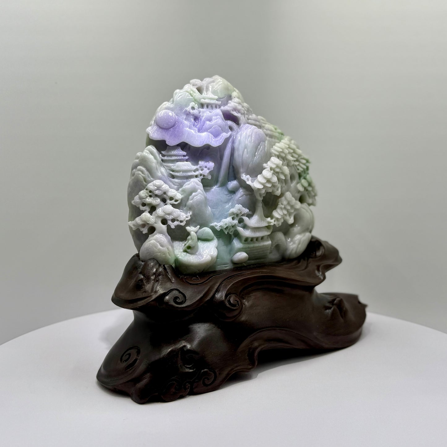 Jade Lavender/Green Mountain Display Type A Jadeite 翡翠玉山水 A 货 - JM05 (NGI Certified)