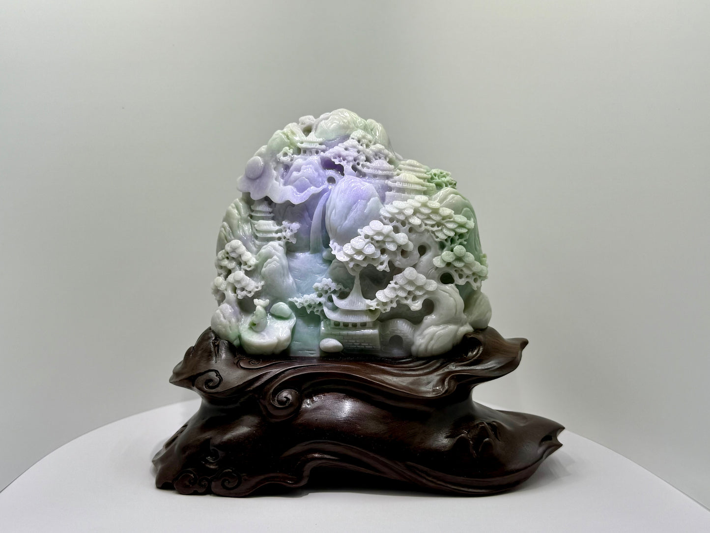 Jade Lavender/Green Mountain Display Type A Jadeite 翡翠玉山水 A 货 - JM05 (NGI Certified)