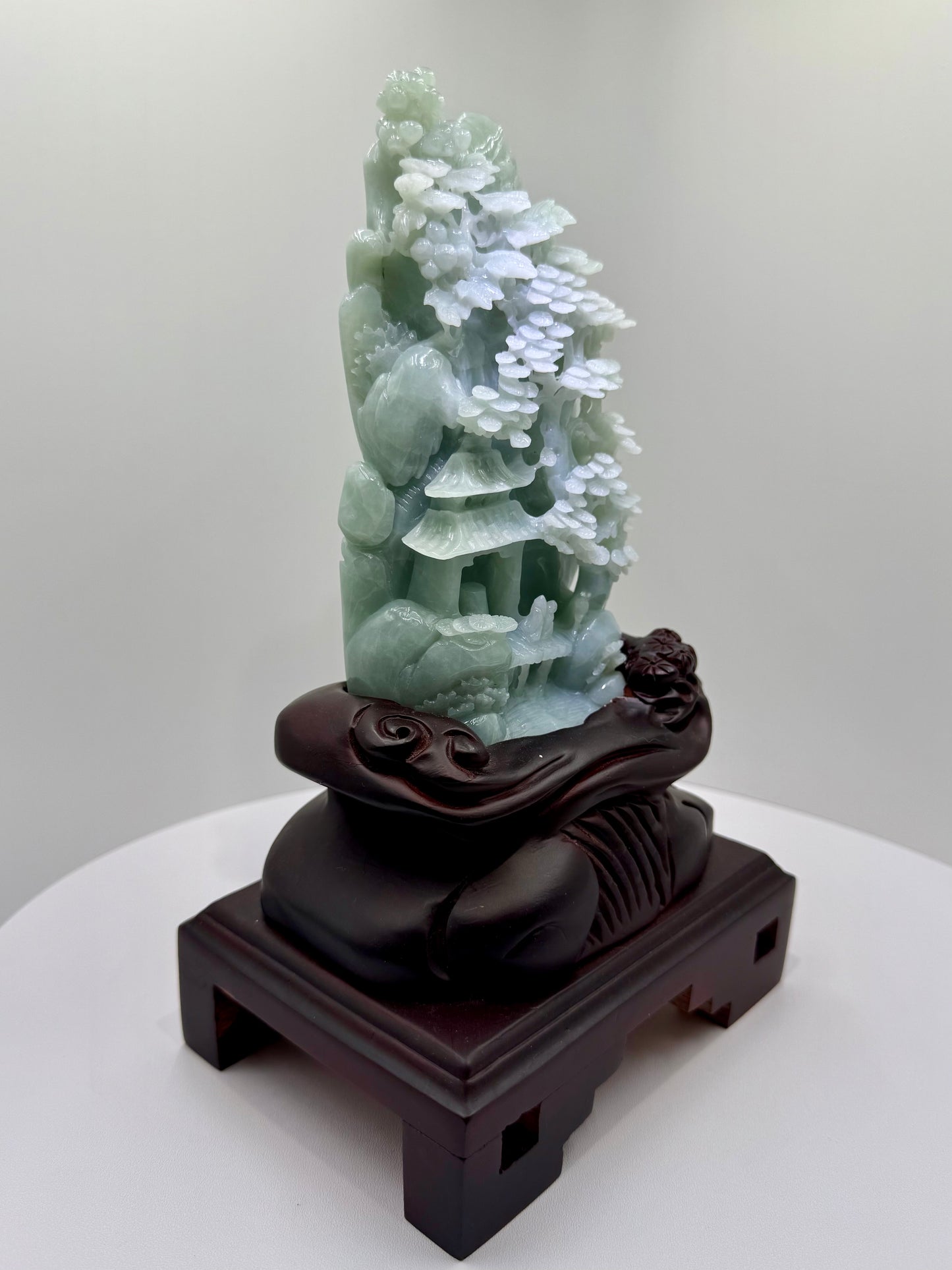 Jade Blueish/Green Mountain Display Type A Jadeite 翡翠玉山水画 A 货 - JM04