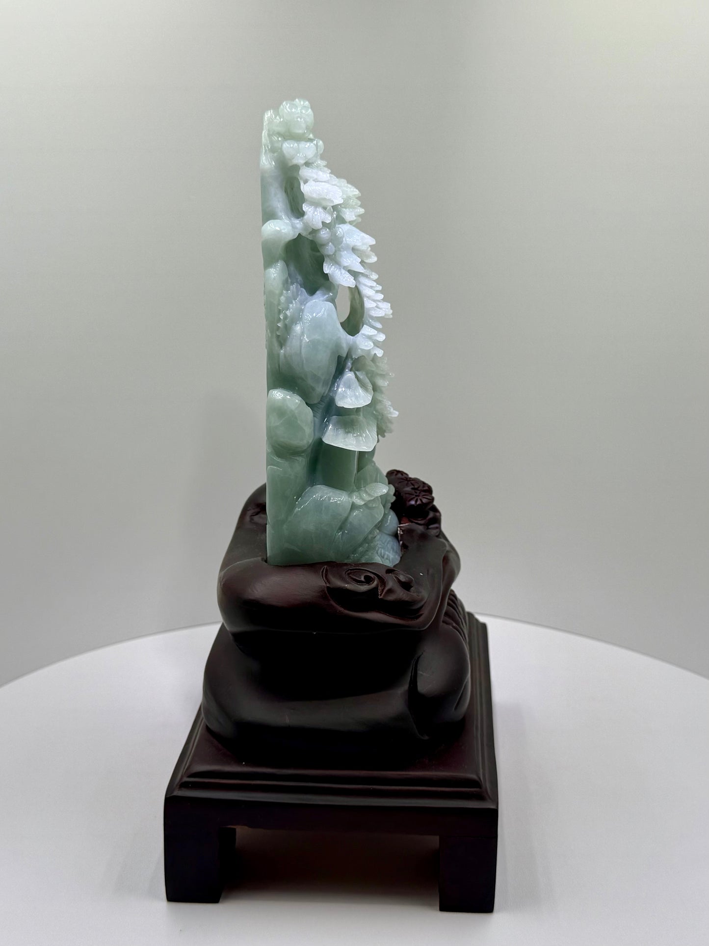Jade Blueish/Green Mountain Display Type A Jadeite 翡翠玉山水画 A 货 - JM04