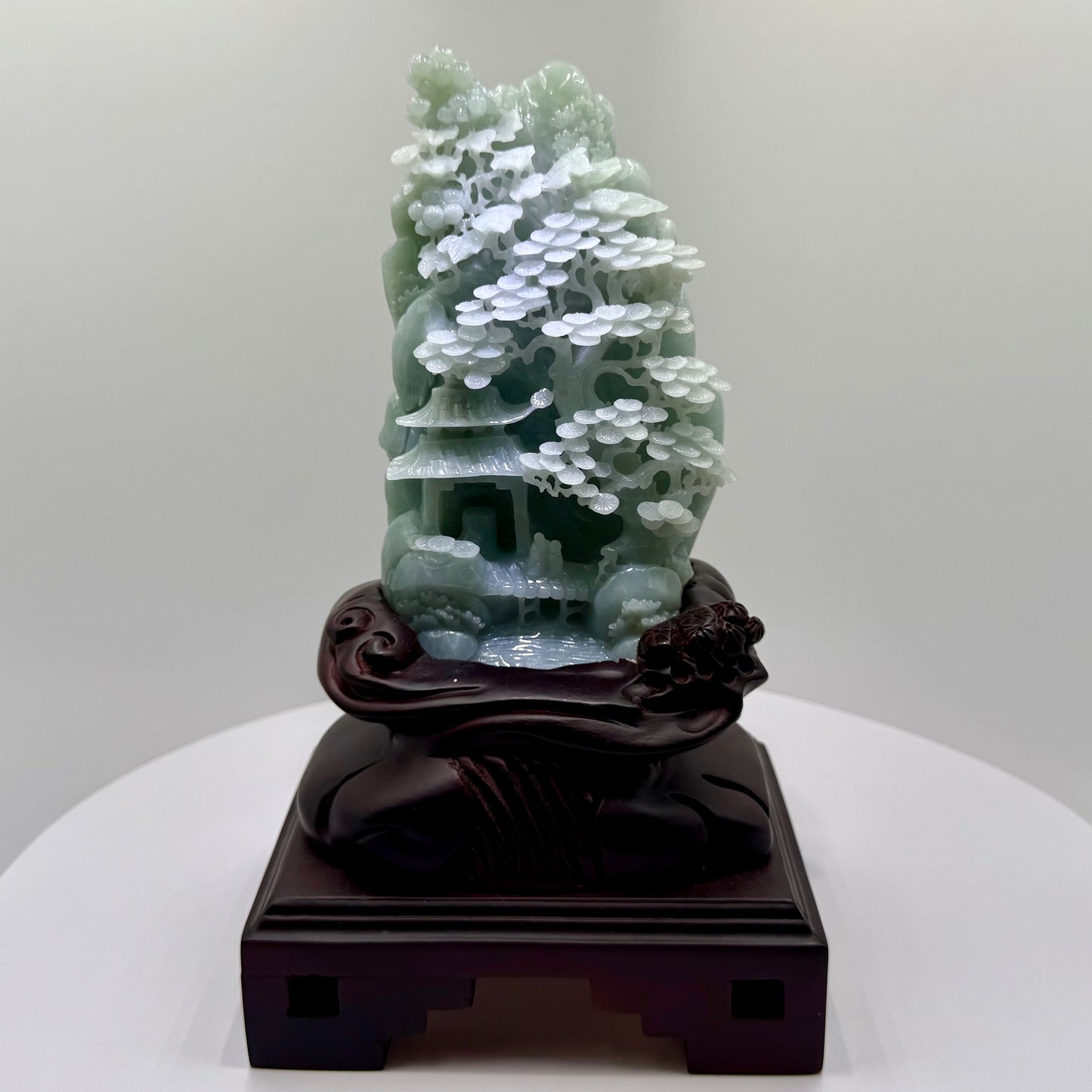 Jade Blueish/Green Mountain Display Type A Jadeite 翡翠玉山水画 A 货 - JM04