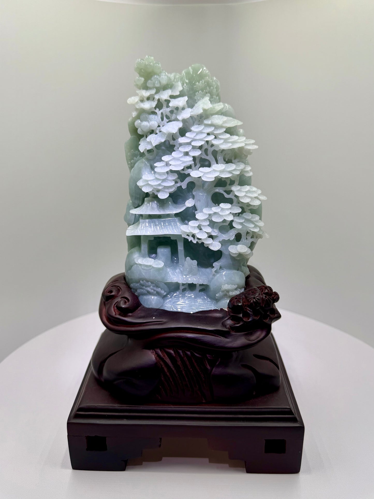 Jade Blueish/Green Mountain Display Type A Jadeite 翡翠玉山水画 A 货 - JM04
