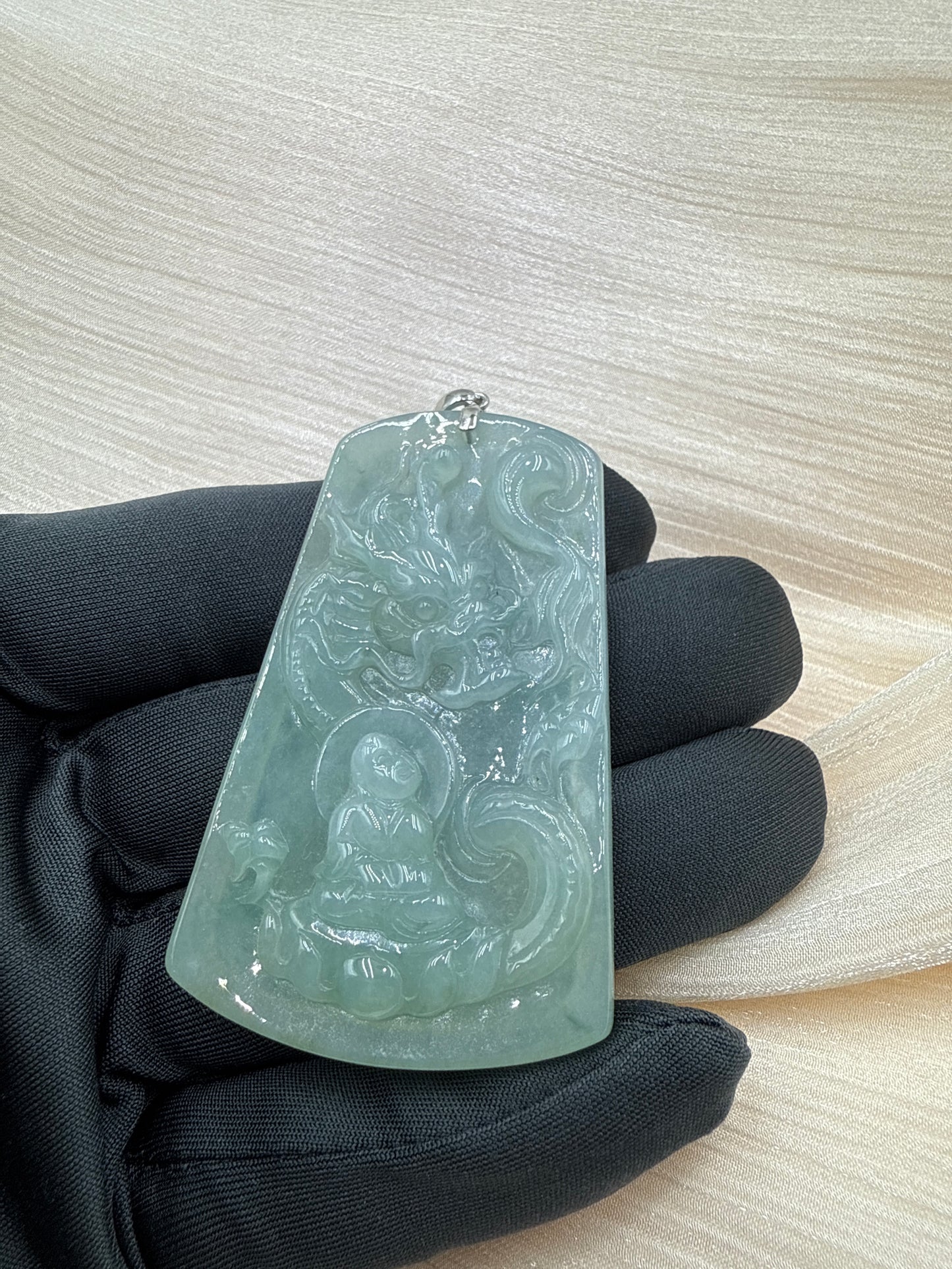 Jade Buddha Dragon Guardian Pendant -翡翠玉神龙户主