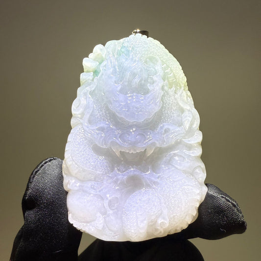 Jade Dragon Pendant Hand-Carved Chinese Jade 龙 Talisman for Power, Luck & Protection