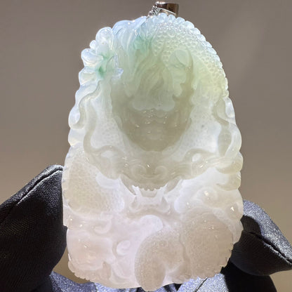 Jade Dragon Pendant Hand-Carved Chinese Jade 龙 Talisman for Power, Luck & Protection
