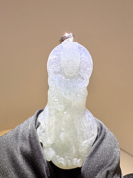 Natural Jadeite Jade MaZu (妈祖牌) Pendant - 天然翡翠妈祖牌