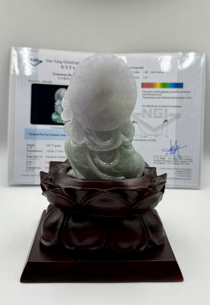 Jadeite Jade, Type A - GuanYin with Ruyi and Lotus 🪷 NGI Certified