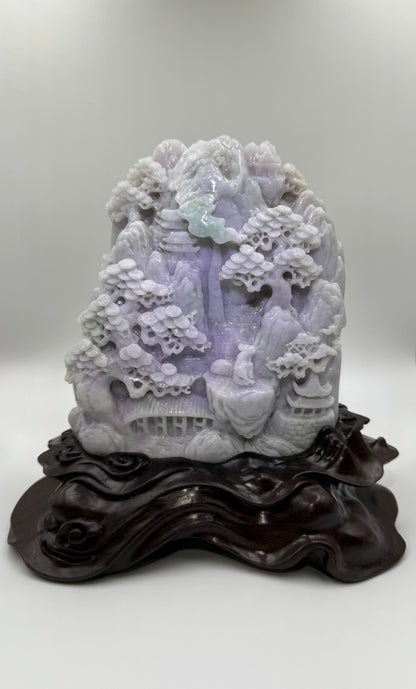 Jade Mountain Flowing Water Big Showcase Display - 翡翠玉高山流水 JM07