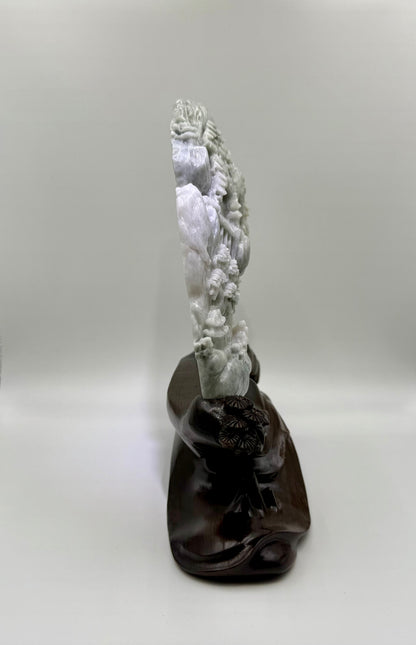 Jade High Mountain Flowing Water Showcase Display - 翡翠玉高山流水摆件 (JM08)