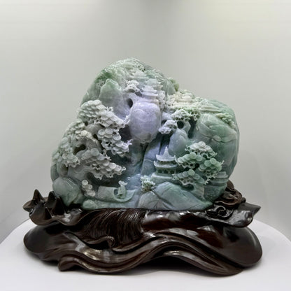 Jade High Mountain Flowing Water Big Showcase Display - 翡翠玉高山流水 (JM09)