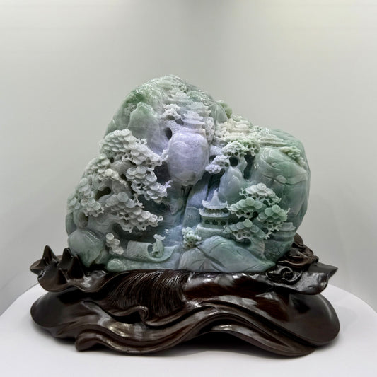 Jade High Mountain Flowing Water Big Showcase Display - 翡翠玉高山流水 (JM09)