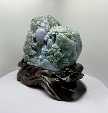 Jade High Mountain Flowing Water Big Showcase Display - 翡翠玉高山流水 (JM09)