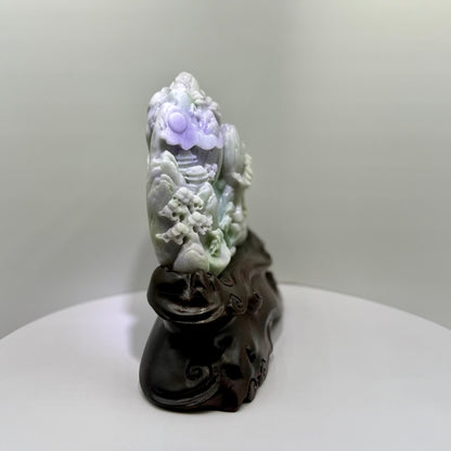 Jade Lavender/Green Mountain Display Type A Jadeite 翡翠玉山水 A 货 - JM05 (NGI Certified)