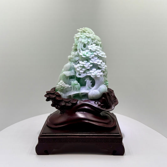 Jade Green Mountain Display Type A Jadeite 翡翠玉山水画A货 - JM03