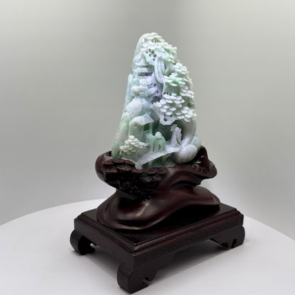 Jade Green Mountain Display Type A Jadeite 翡翠玉山水画A货 - JM03