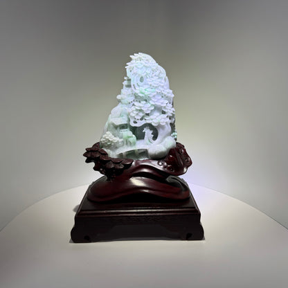 Jade Green Mountain Display Type A Jadeite 翡翠玉山水画A货 - JM03