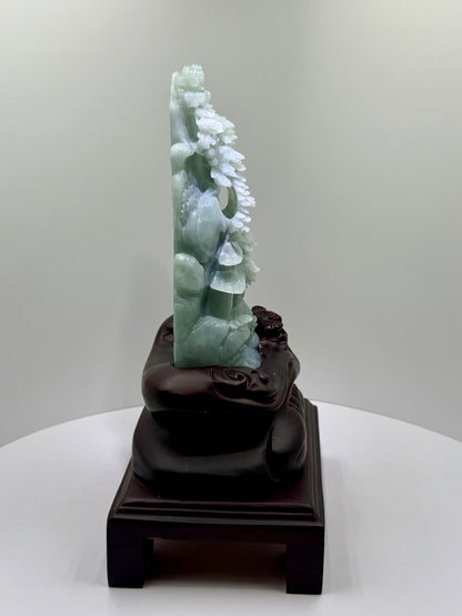 Jade Blueish/Green Mountain Display Type A Jadeite 翡翠玉山水画 A 货 - JM04