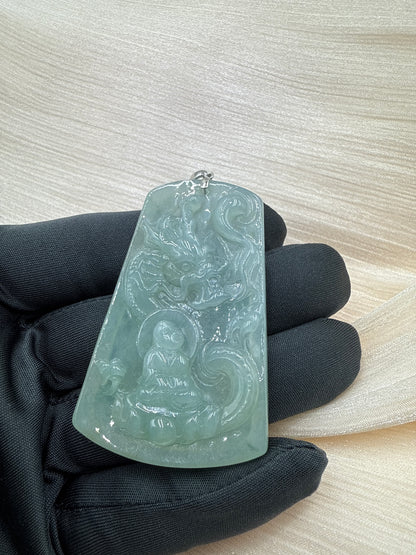 Jade Buddha Dragon Guardian Pendant -翡翠玉神龙户主