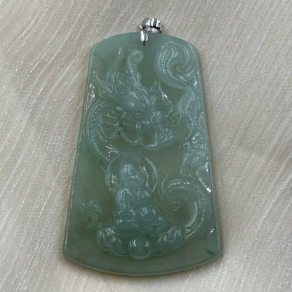 Jade Buddha Dragon Guardian Pendant -翡翠玉神龙户主