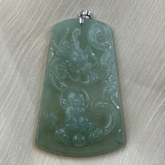 Jade Buddha Dragon Guardian Pendant -翡翠玉神龙户主