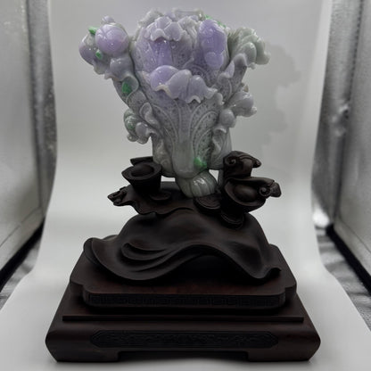 Jade natural purple/green Big Cabbage Display - 翡翠玉大白菜