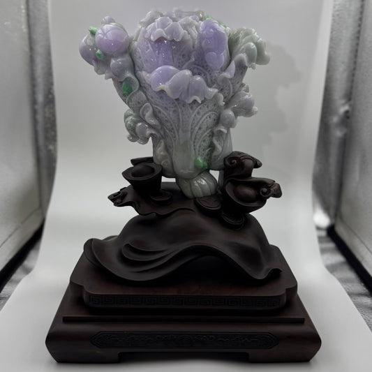 Jade natural purple/green Big Cabbage Display - 翡翠玉大白菜
