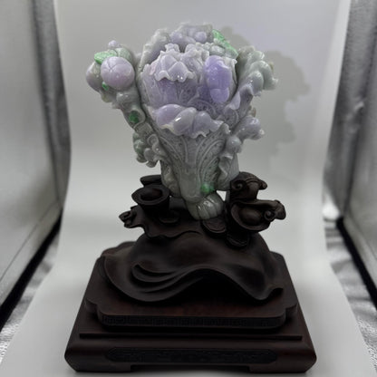 Jade natural purple/green Big Cabbage Display - 翡翠玉大白菜