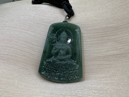 Jade Lotus Guan Yin Pendant - 翡翠玉莲花观音牌 LGY2
