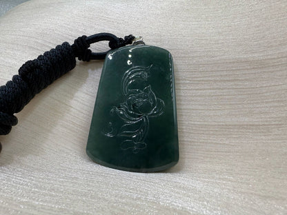 Jade Lotus Guan Yin Pendant - 翡翠玉莲花观音牌 LGY2
