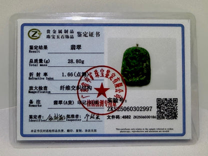Jade Rich Green Dragon Pendant - 天然翡翠玉龙牌